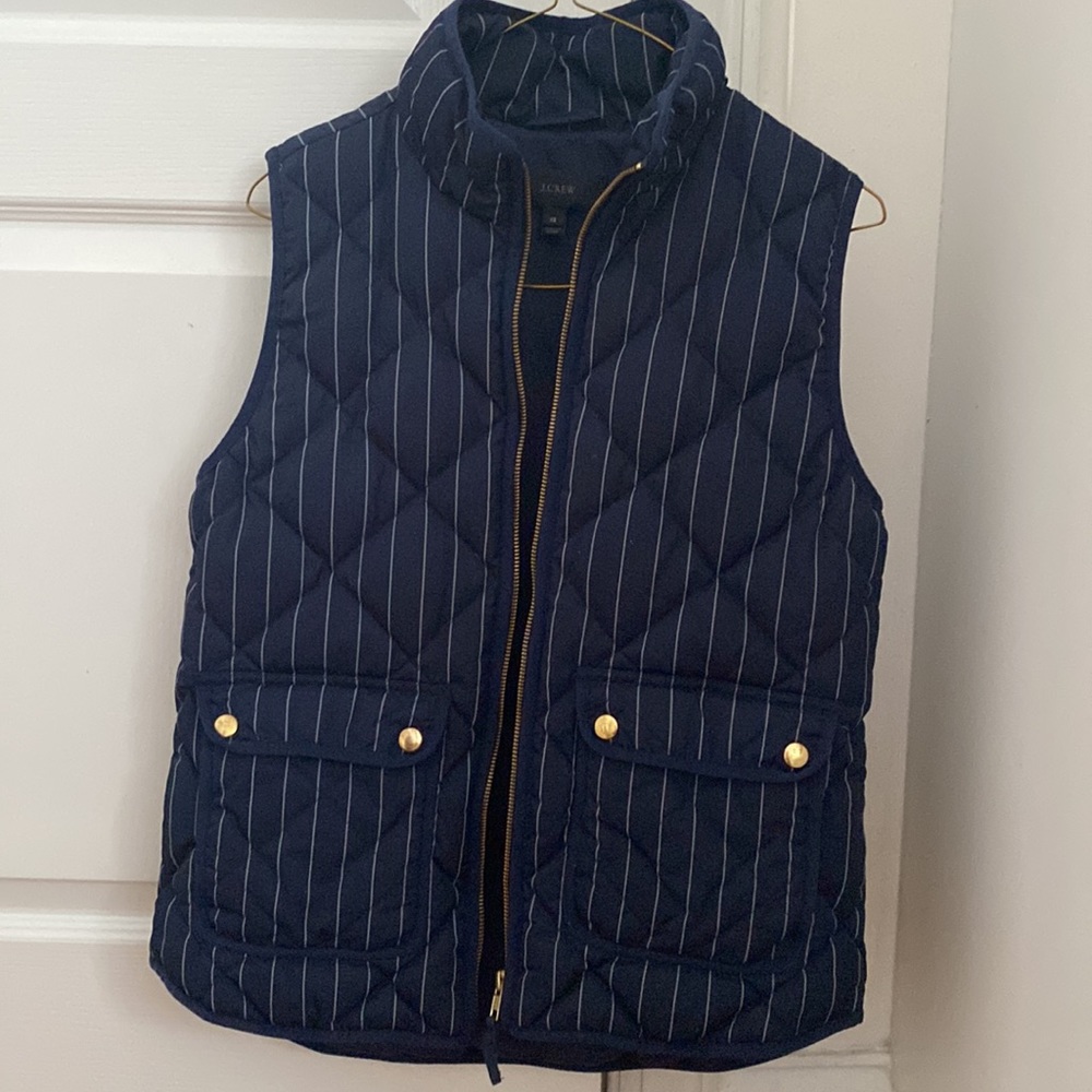 J.Crew Navy pinstriped Excursion quilted vest - Picture 7 of 12